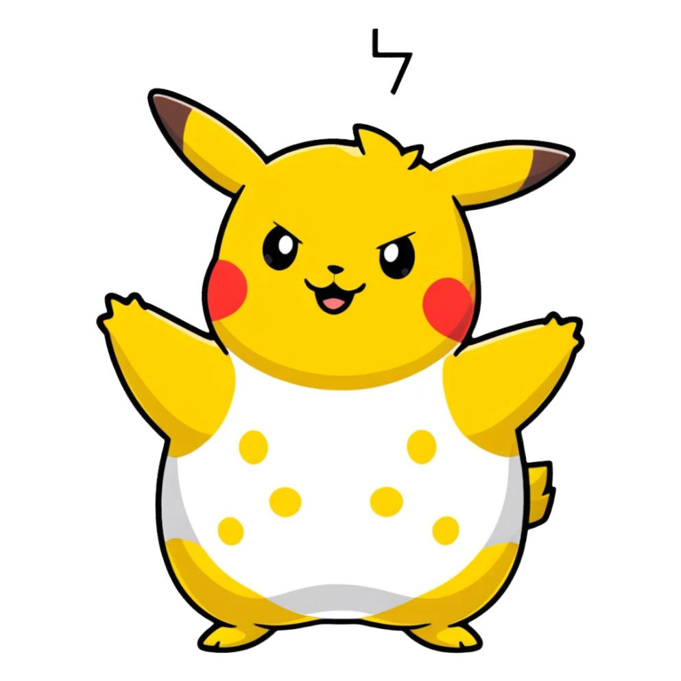 pudgy Pikachu with cartoon spots sticker
