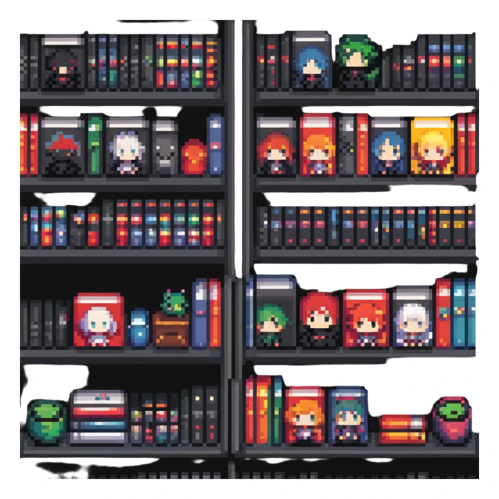 manga collection on shelf sticker