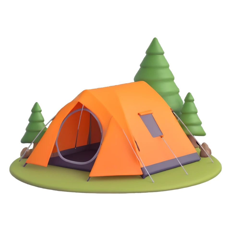 white and green camping tent sticker