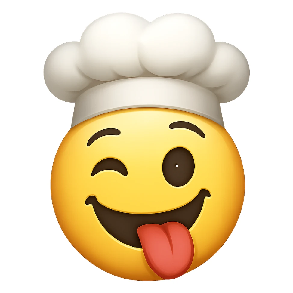 funny emoji with chef hat, remove background sticker