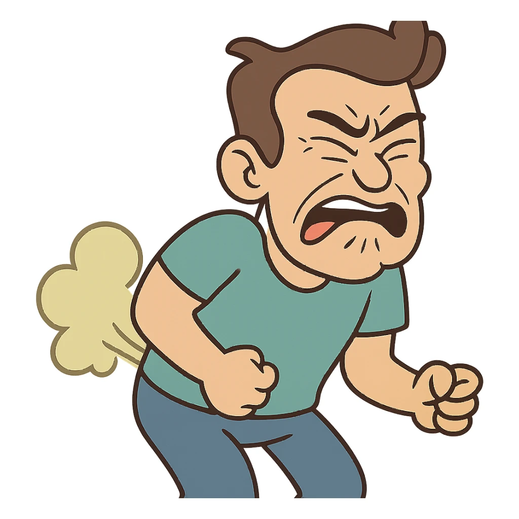 flat toon style farting face sticker