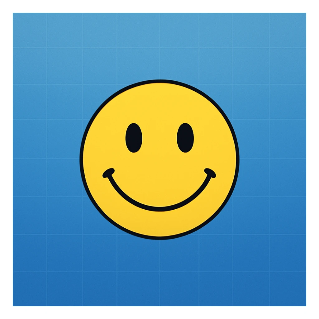 Frame 4: Background is mostly gradient, blue tint increasing, first faint grid lines appear, smiley face unchanged sticker