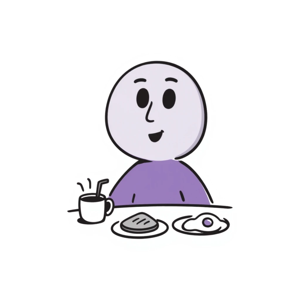 Ditto desayunando, doodle a mano alzada sticker