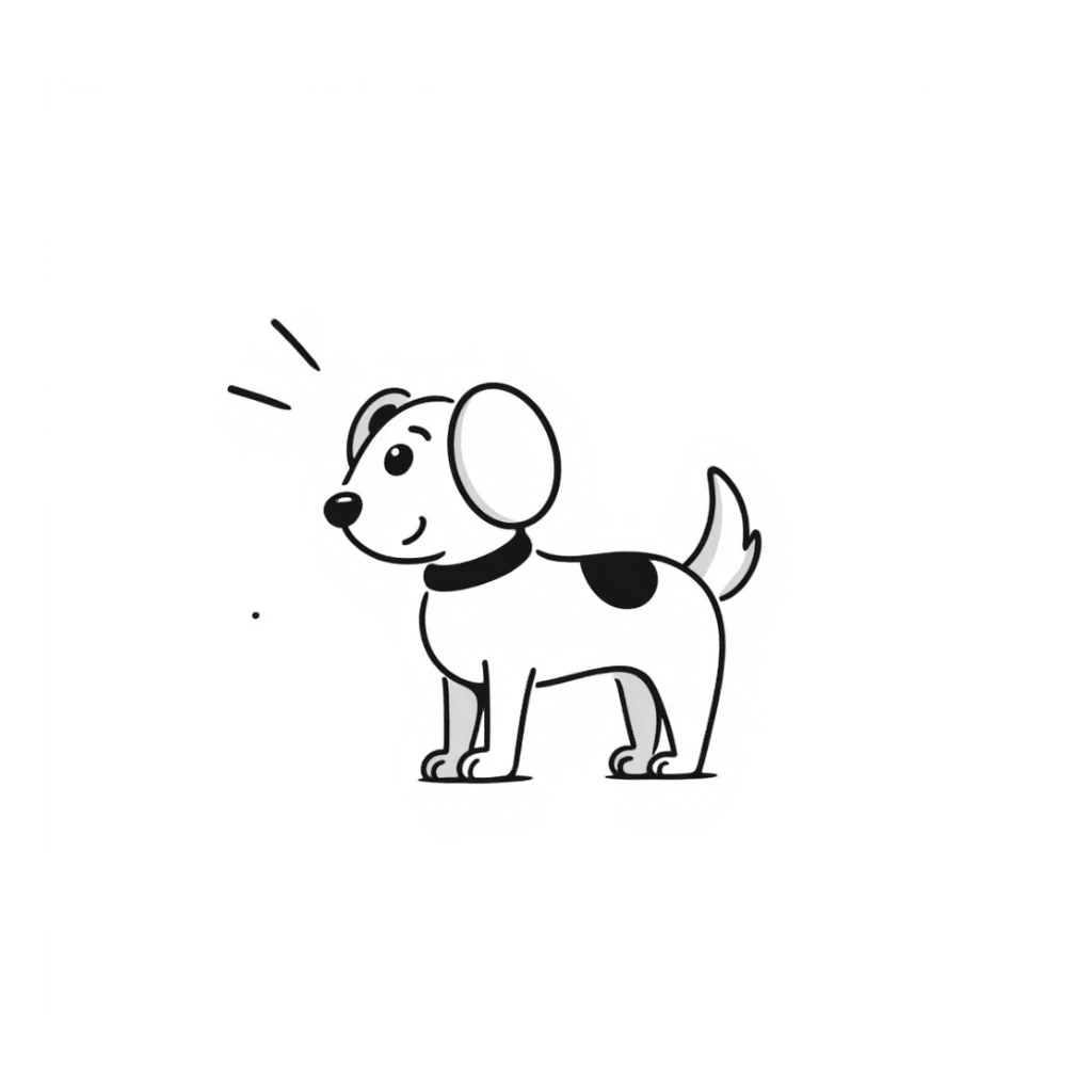 mini dog, black doodle style sticker