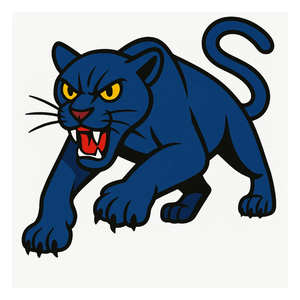 Add a solid white background behind the blue panther, keep the rest unchanged. sticker