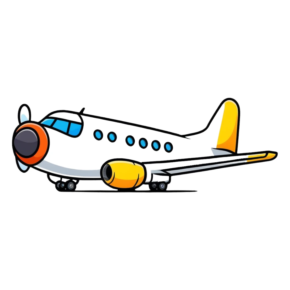 Cartoon airplane with happy face sticker