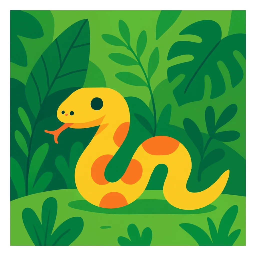 Flat design style snake in the jungle sticker