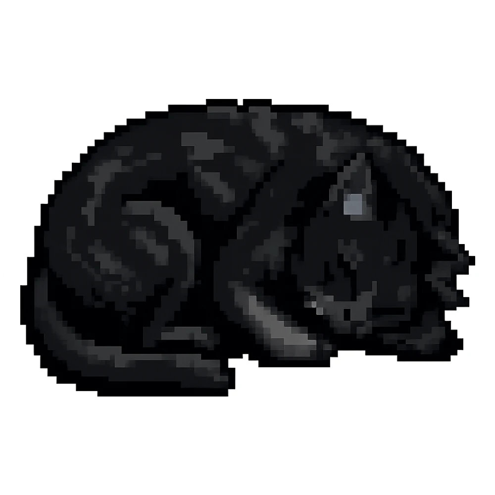 Make this cat black in pixel art style with no background. sticker