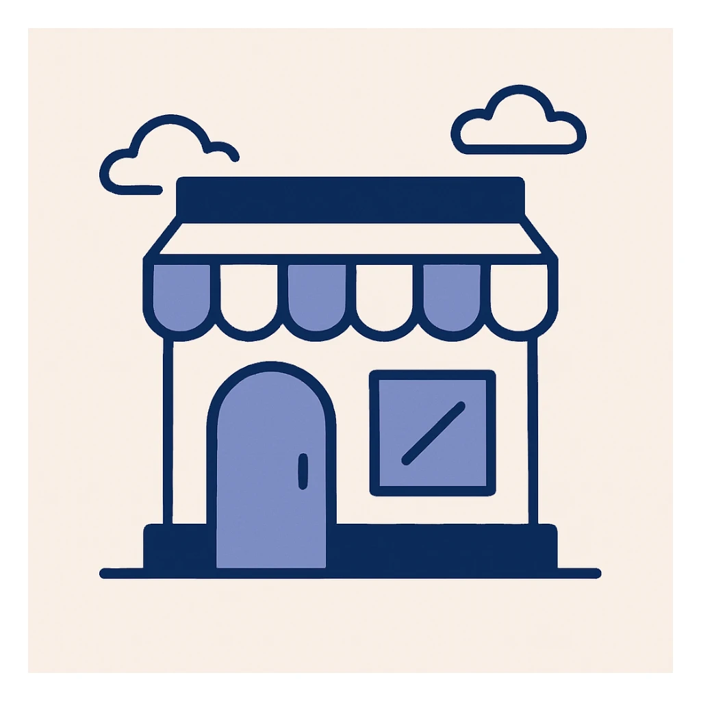 store icon, modern flat style, simple and recognizable sticker