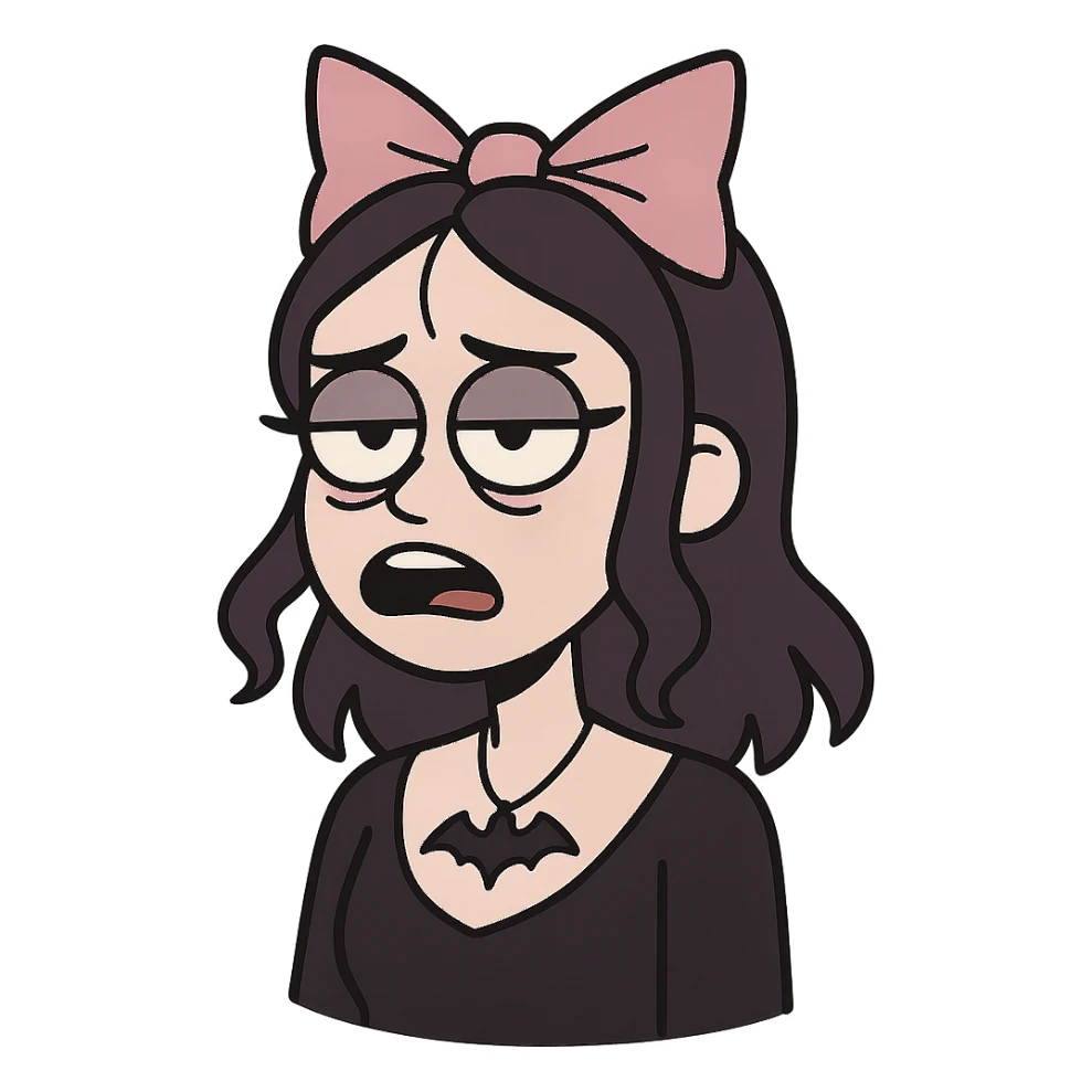 pink gothic bow, variation 3, flat-toon style sticker