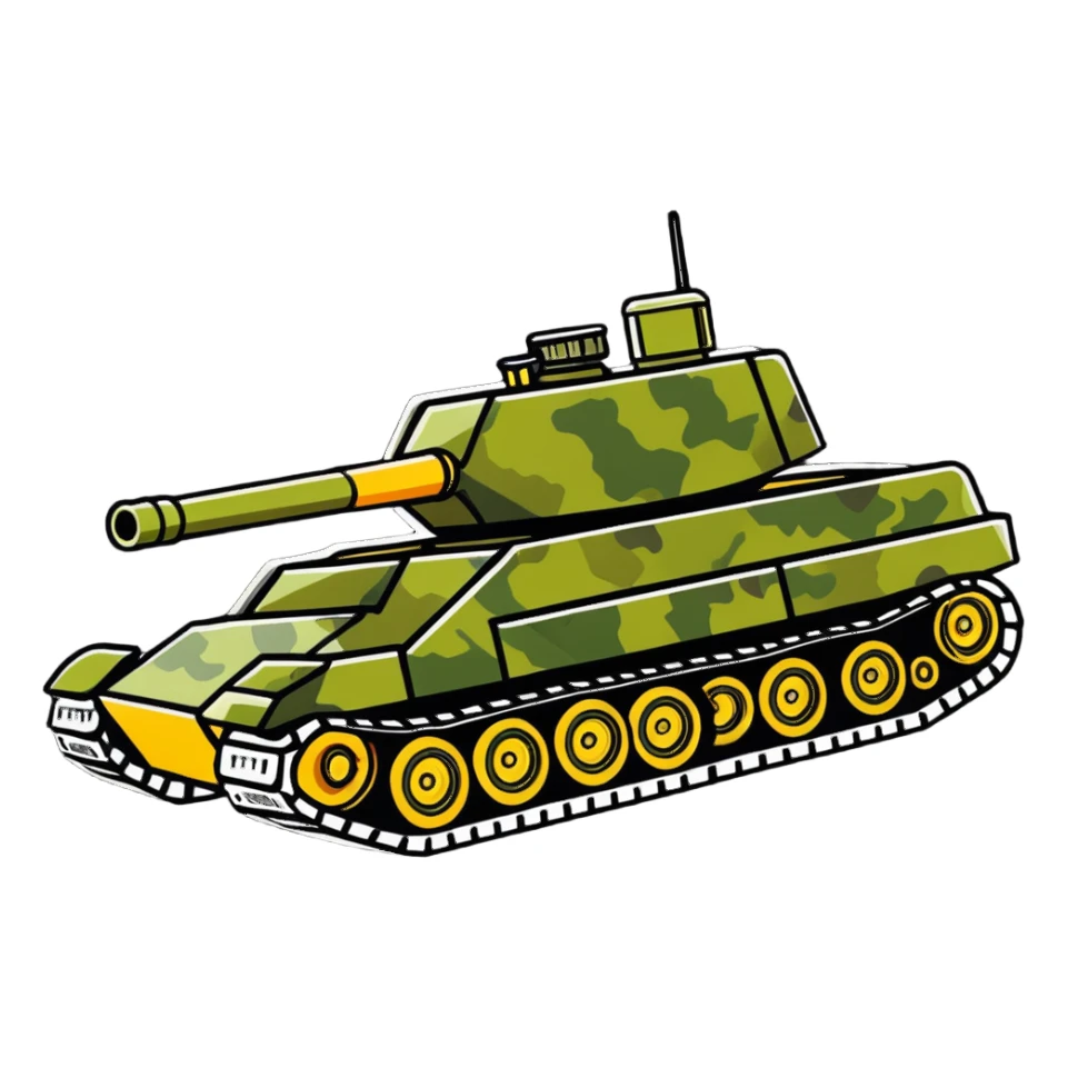 Military tank with camouflage pattern sticker