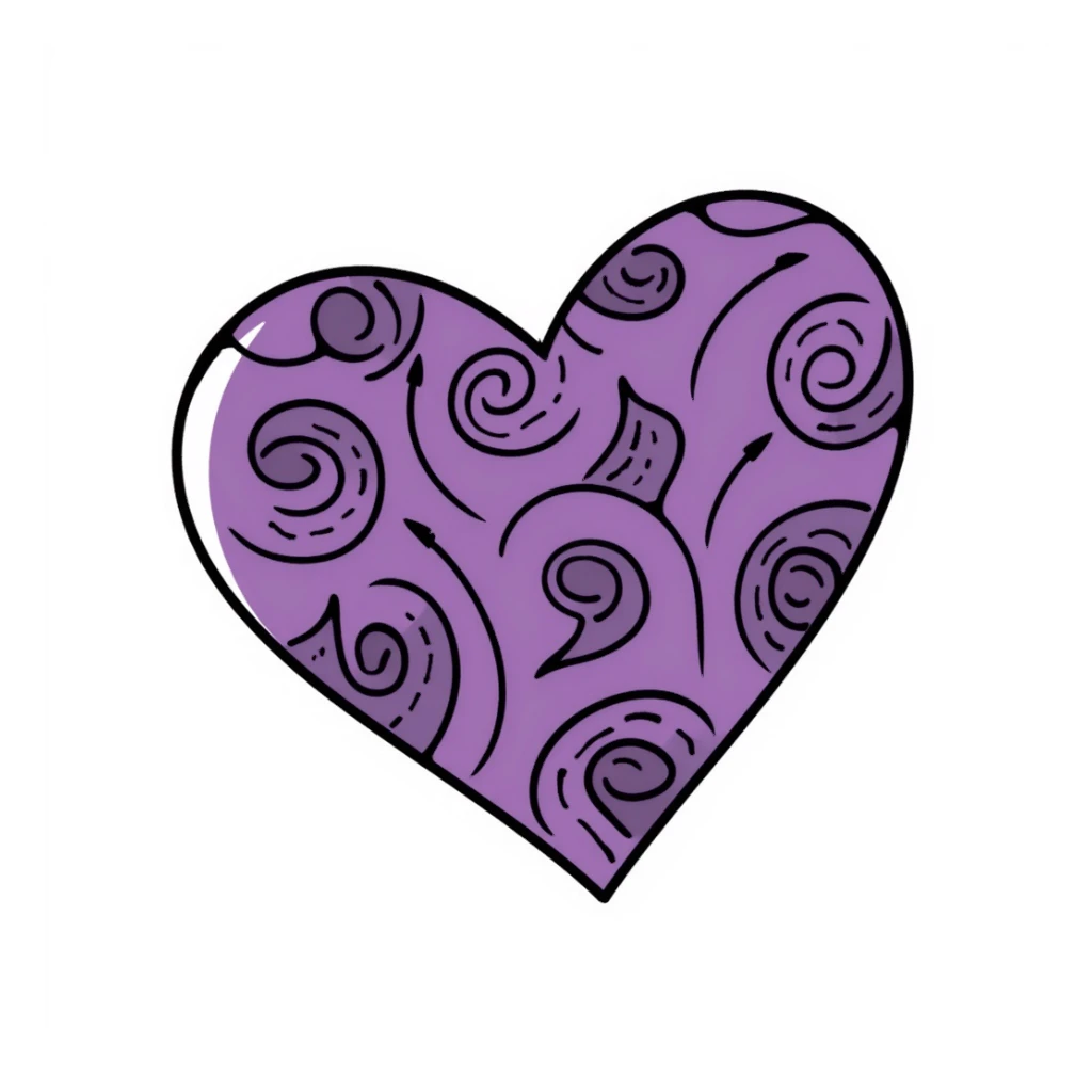 purple heart, hand-drawn doodle style sticker