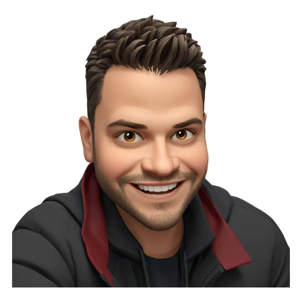 smiling boy with beard sticker