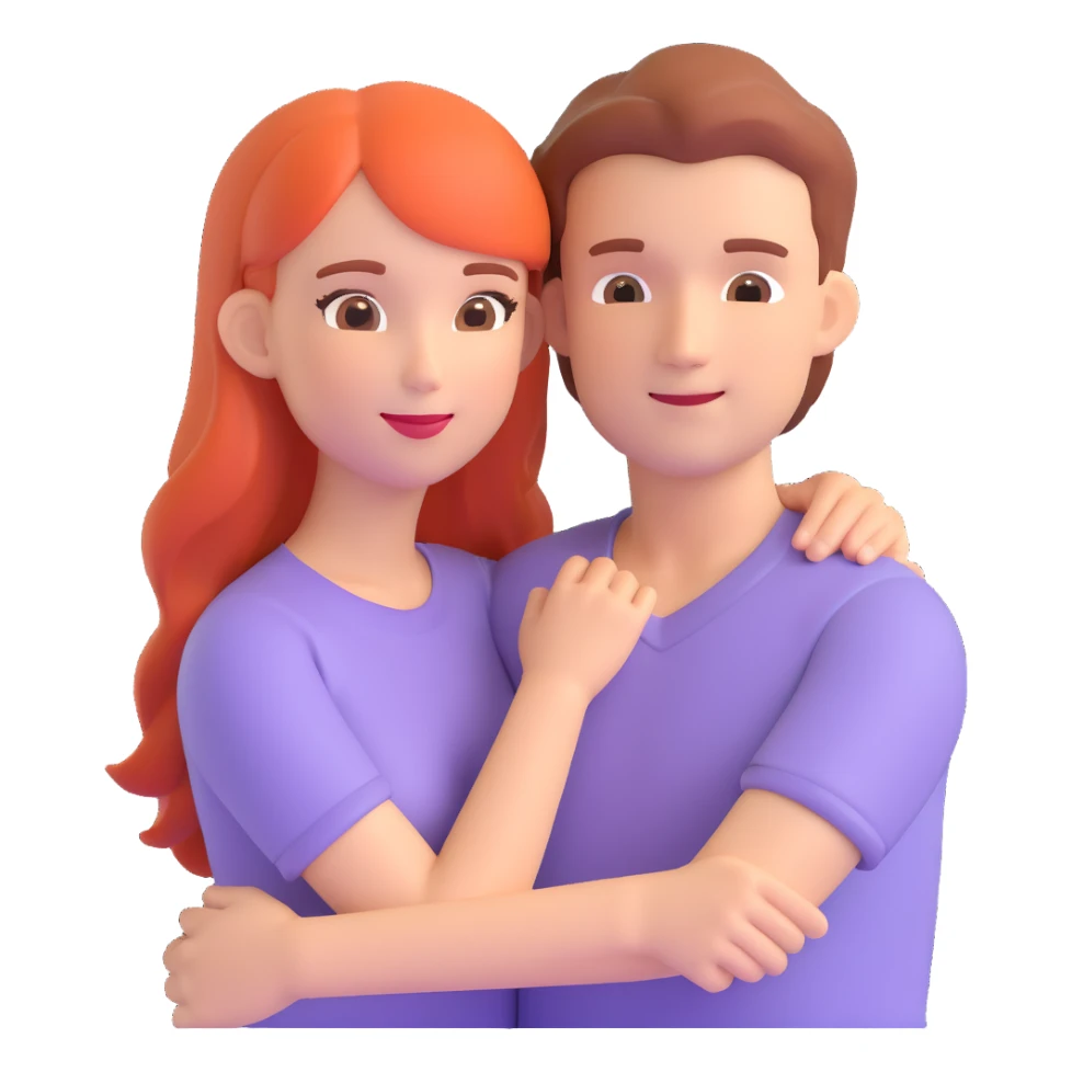 couple posing, close up pose, living room background sticker