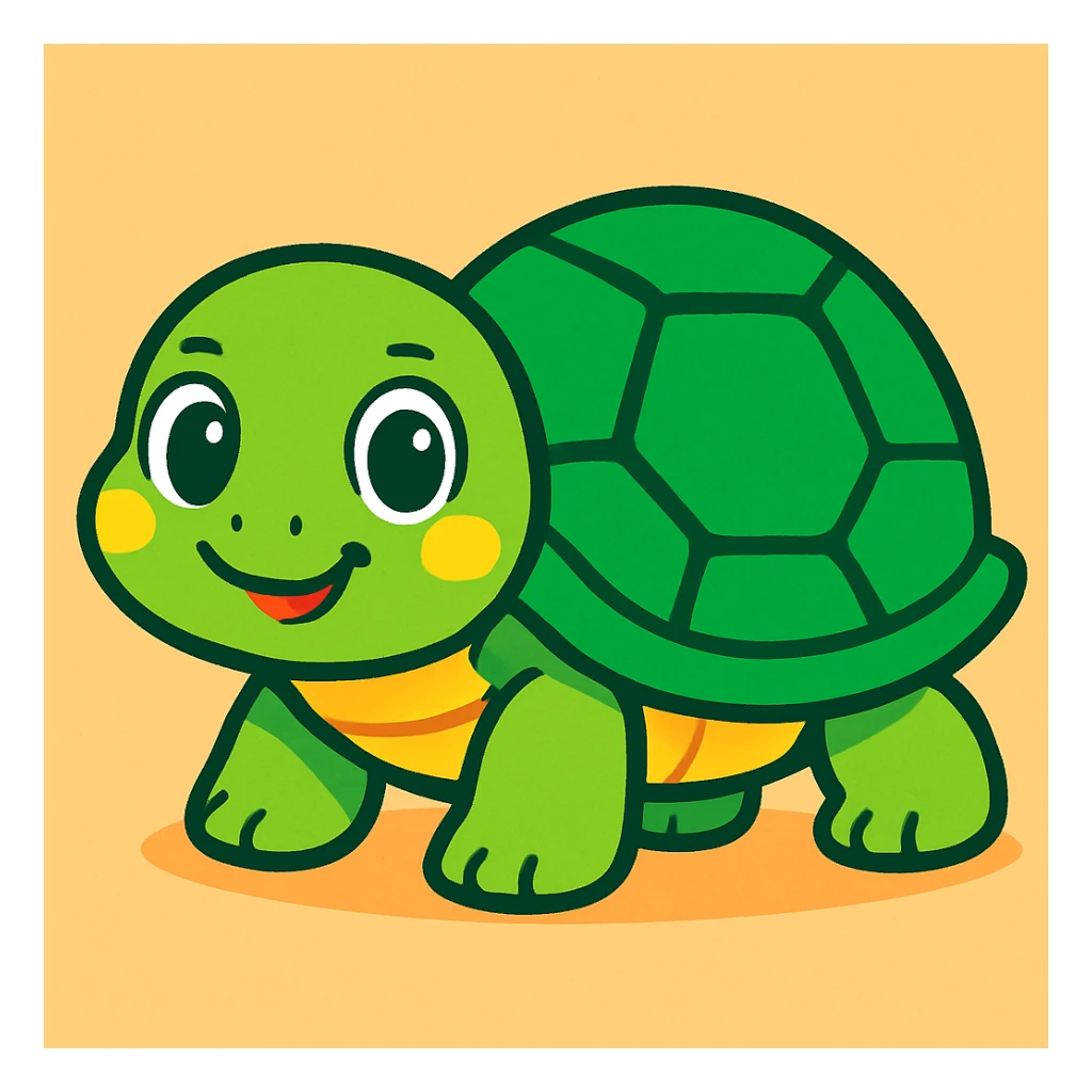 cute turtle, cartoon style sticker
