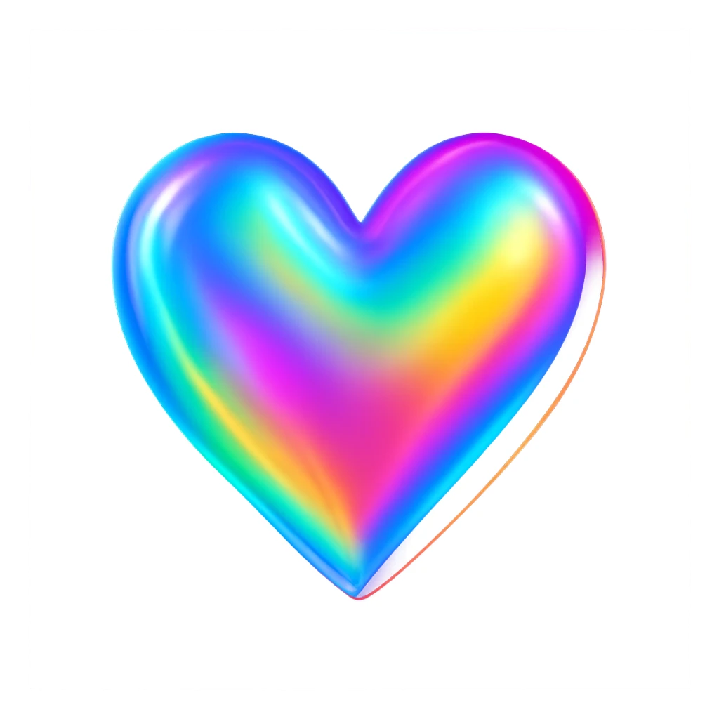 heart with a holographic rainbow effect sticker