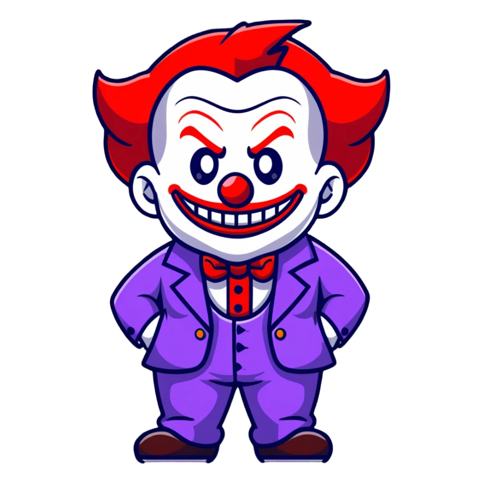 demonic clown wearing a leisure suit sticker