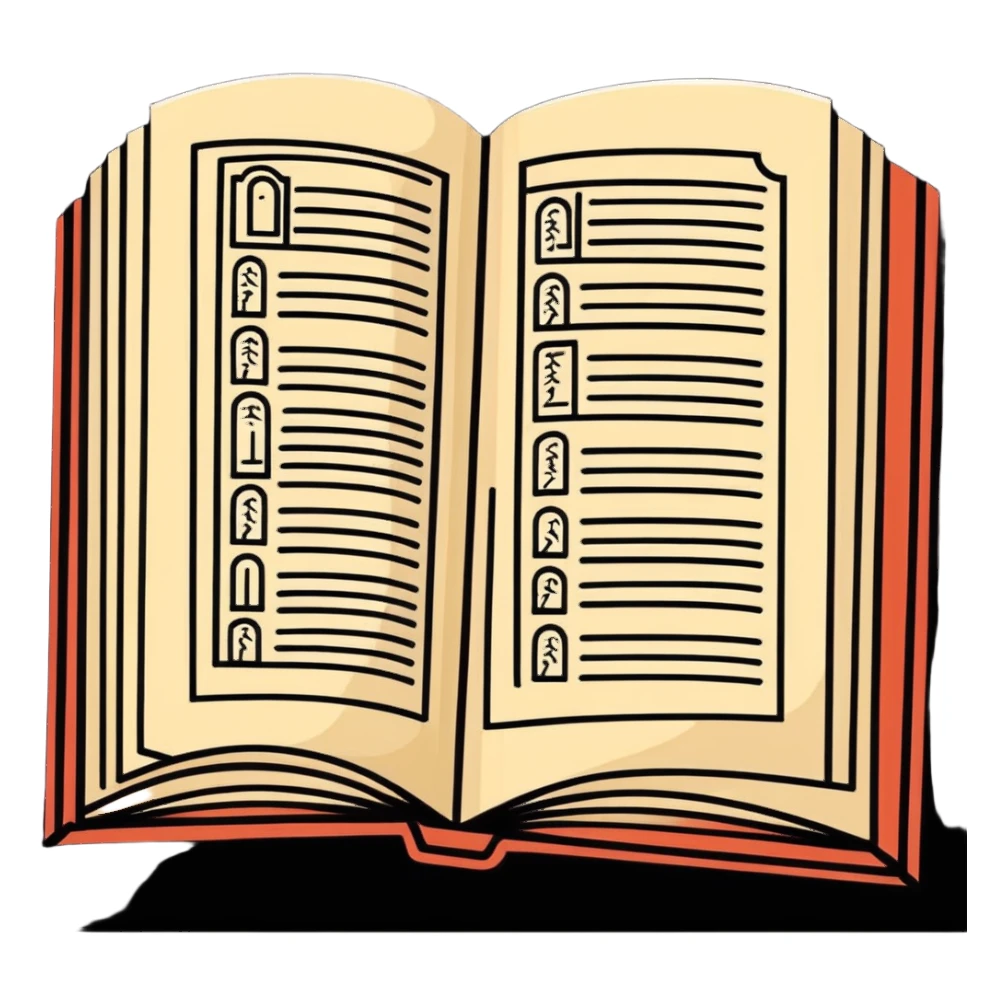 Ancient manuscript with Babel translation dictionary sticker