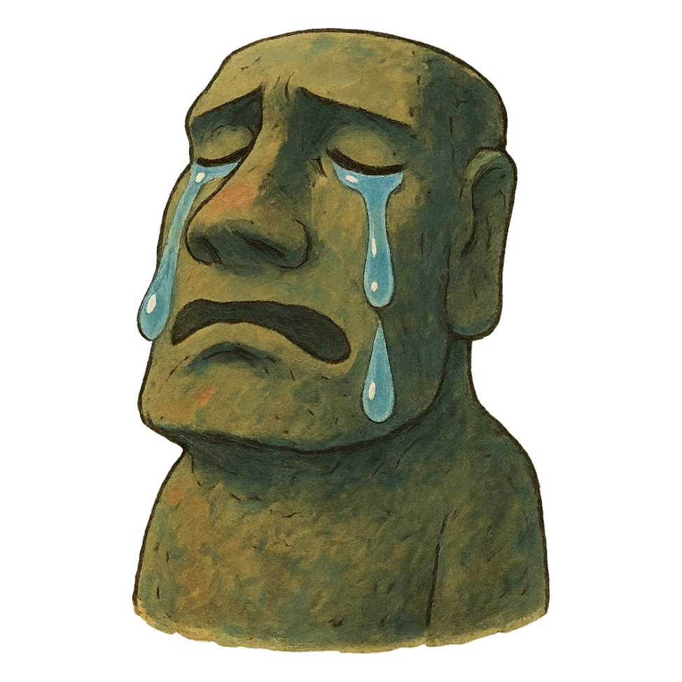 crying moai statue sticker
