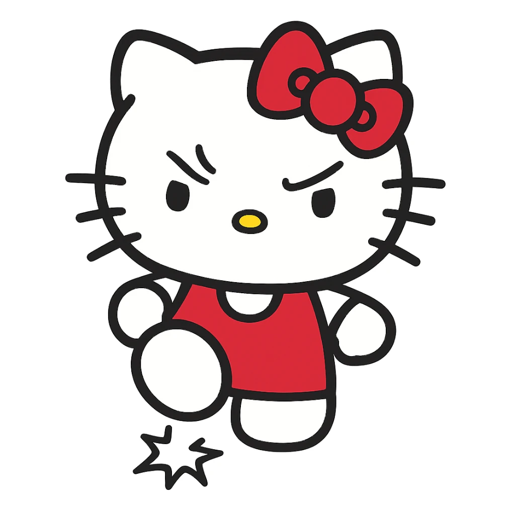 Angry Hello Kitty, stomping foot sticker