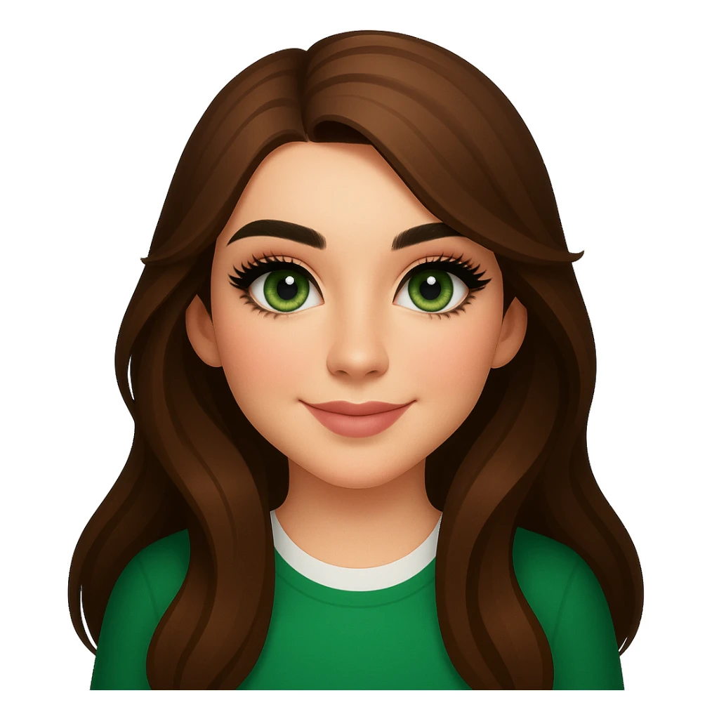 Make the eyebrows black, add a little light makeup, make the eyelashes long and thick, and add more shades to the green eye color (keep the OPhome emoji style) sticker