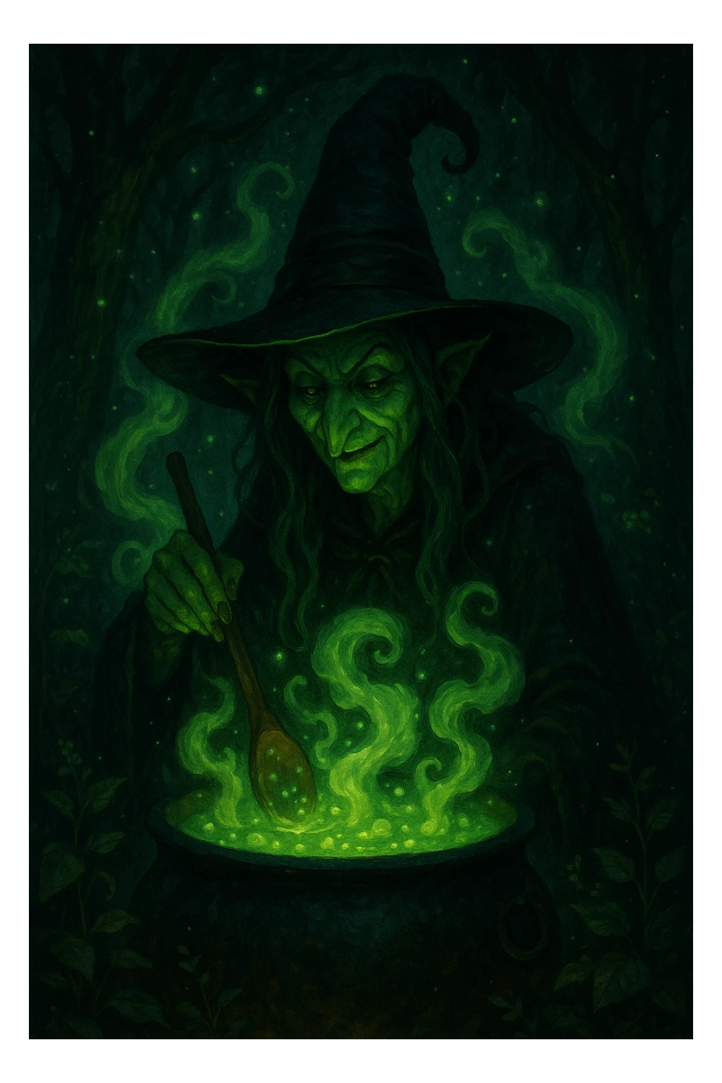 green witch cooking potion sticker