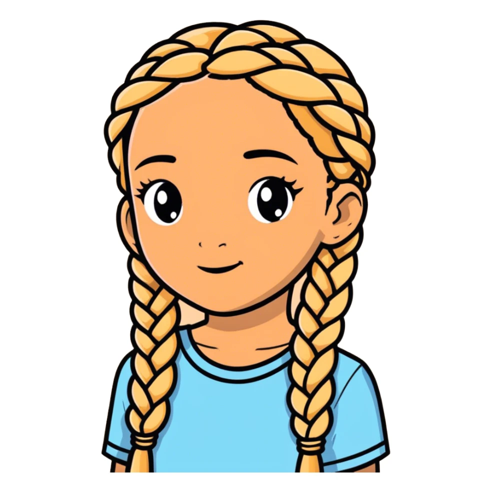 Girl medium tan with blonde braids  sticker