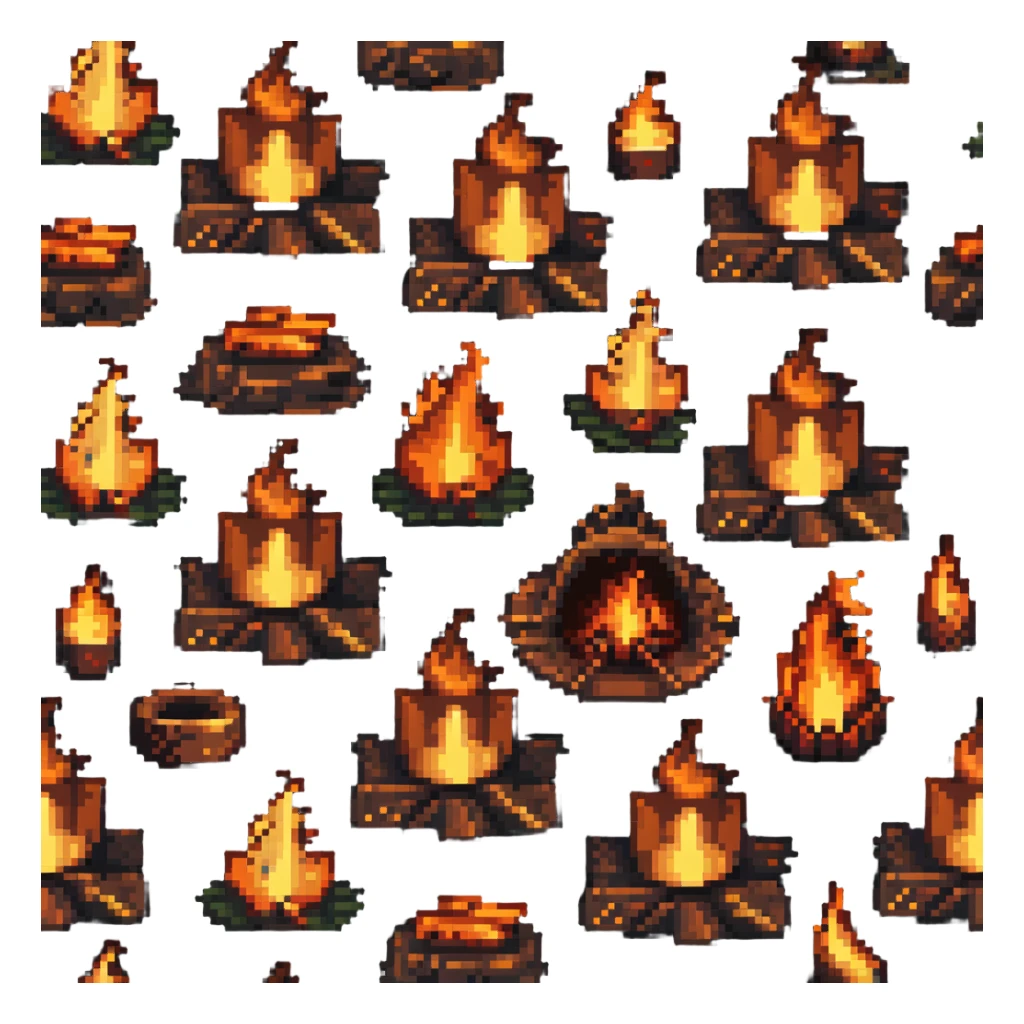 cozy campfire at night with flames sticker