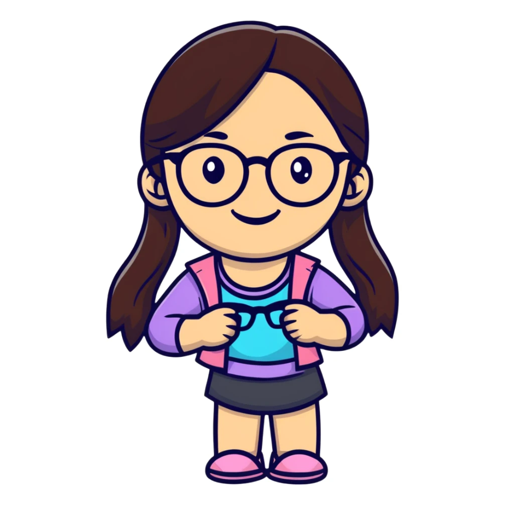 smiling girl with glasses sticker