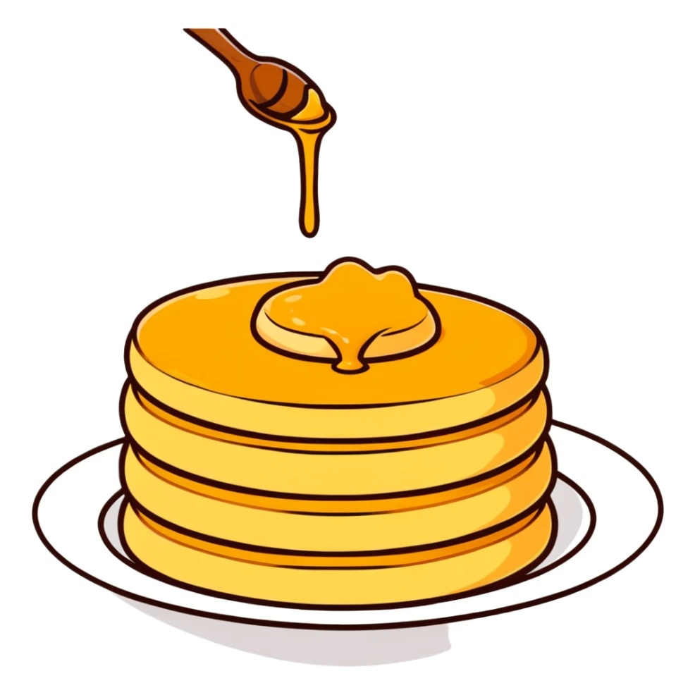 cheese pancakes with honey sticker