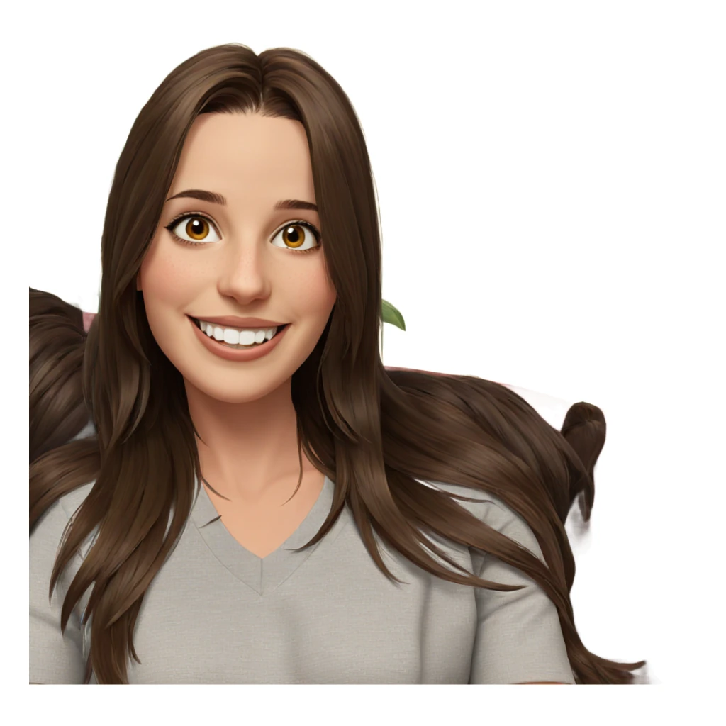 smiling girl with brown hair sticker