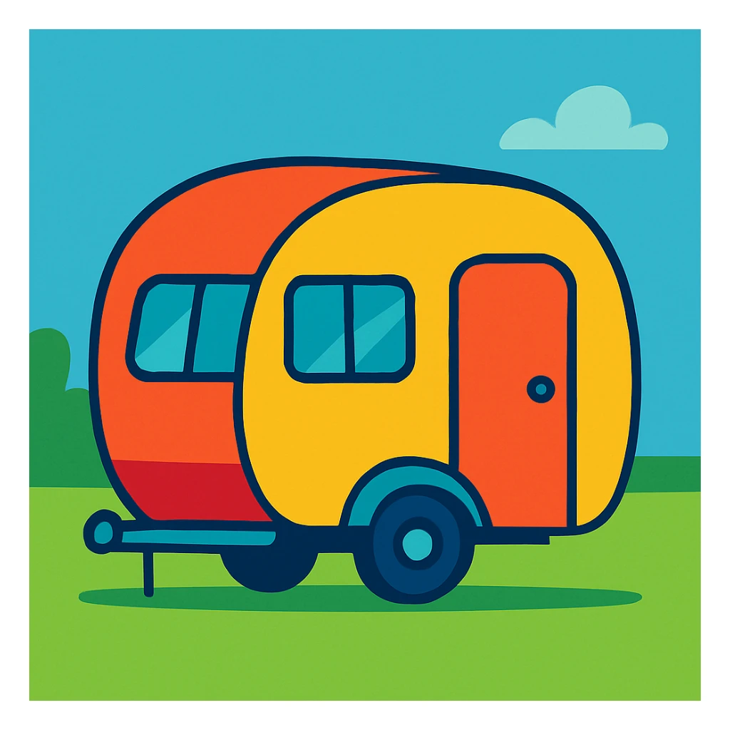 caravan in vibrant cartoon style sticker