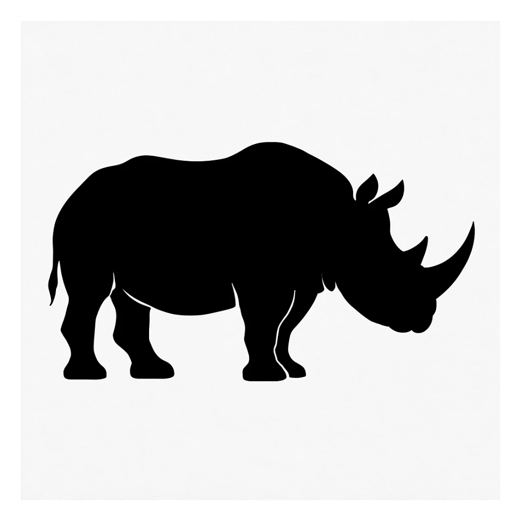 Rhinoceros black silhouette white background sticker