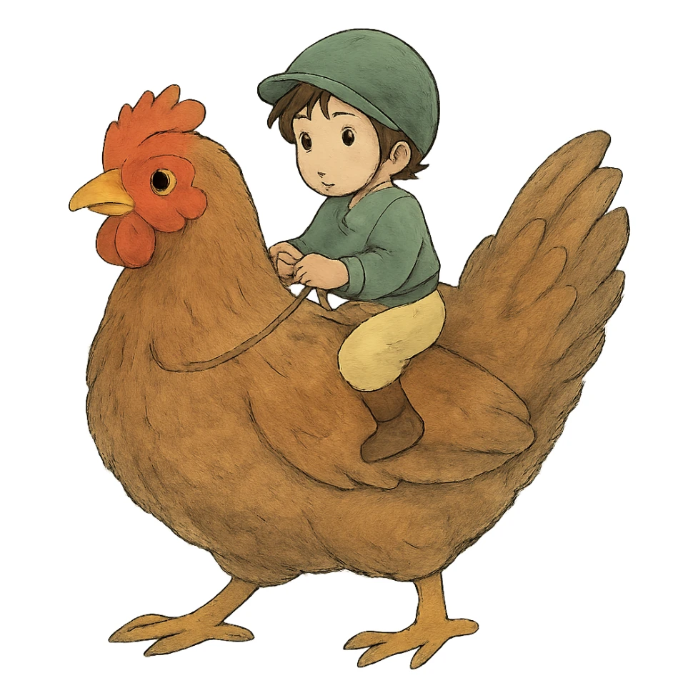 ghibli style chicken jockey sticker