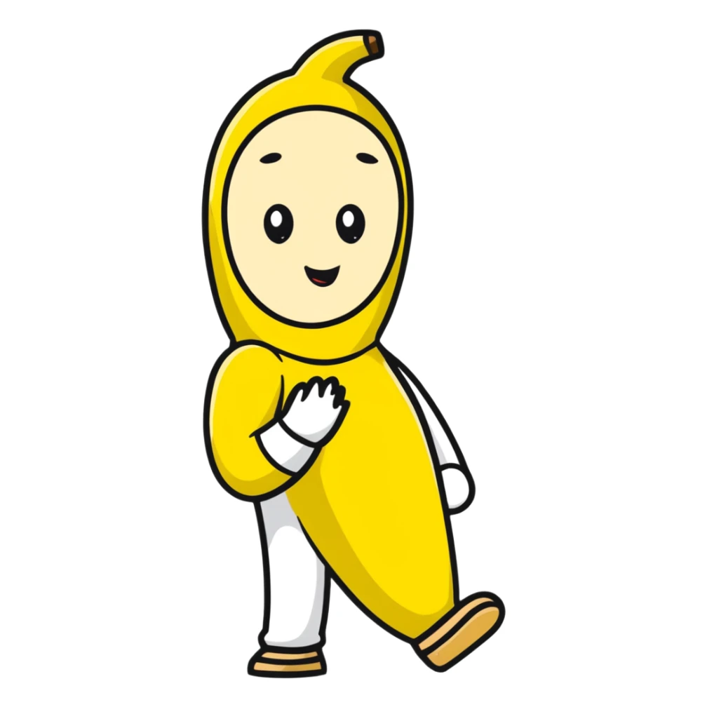 human in banana costume sticker