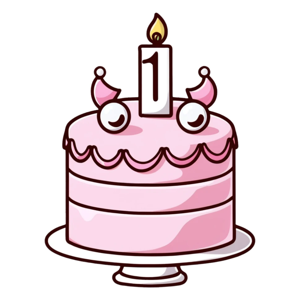 light pink birthday cake decorated with pearls sticker