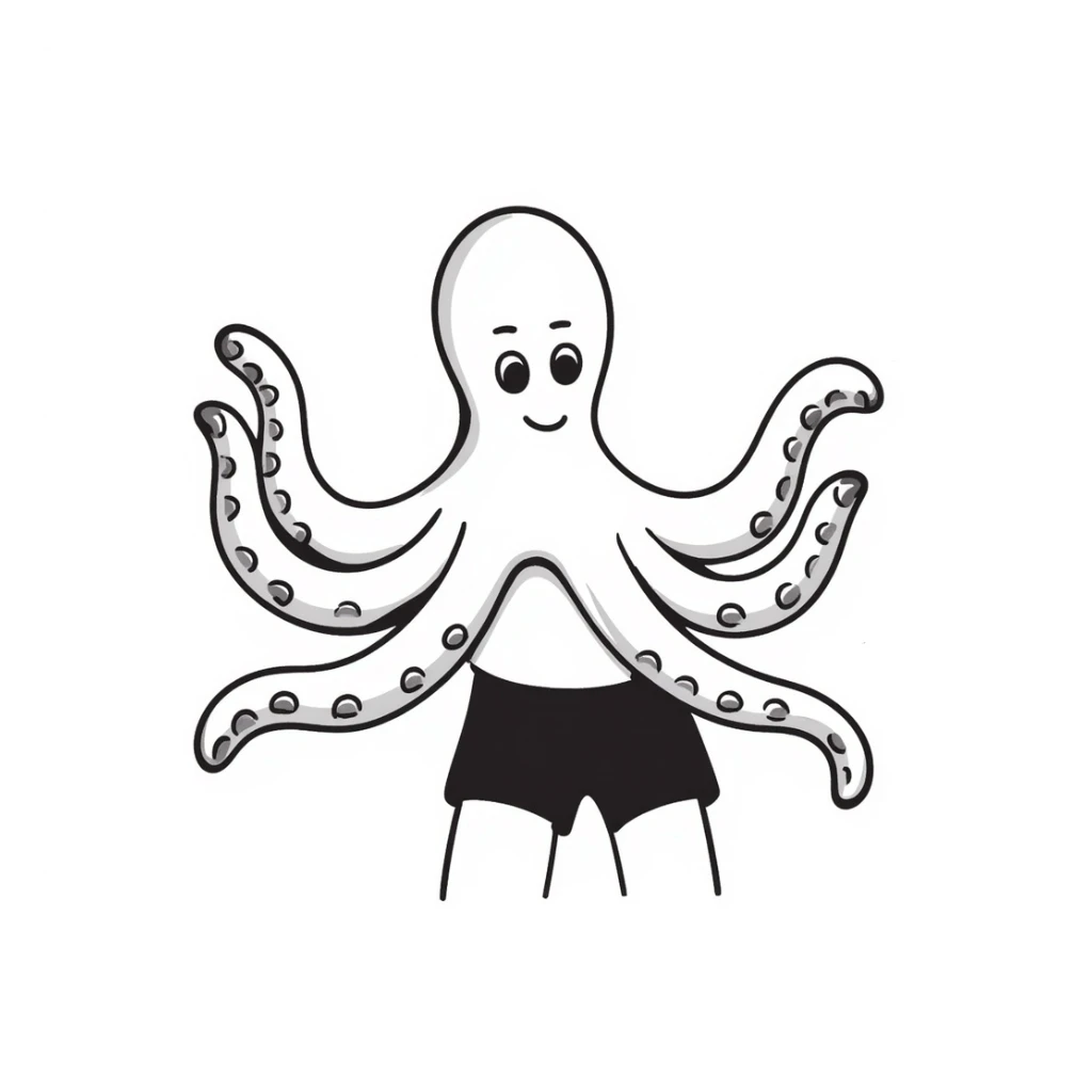 octopus, hand drawn doodle style sticker