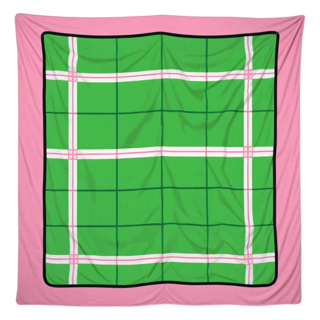 folded blanket with plaid pink and white pattern, cute sticker style sticker