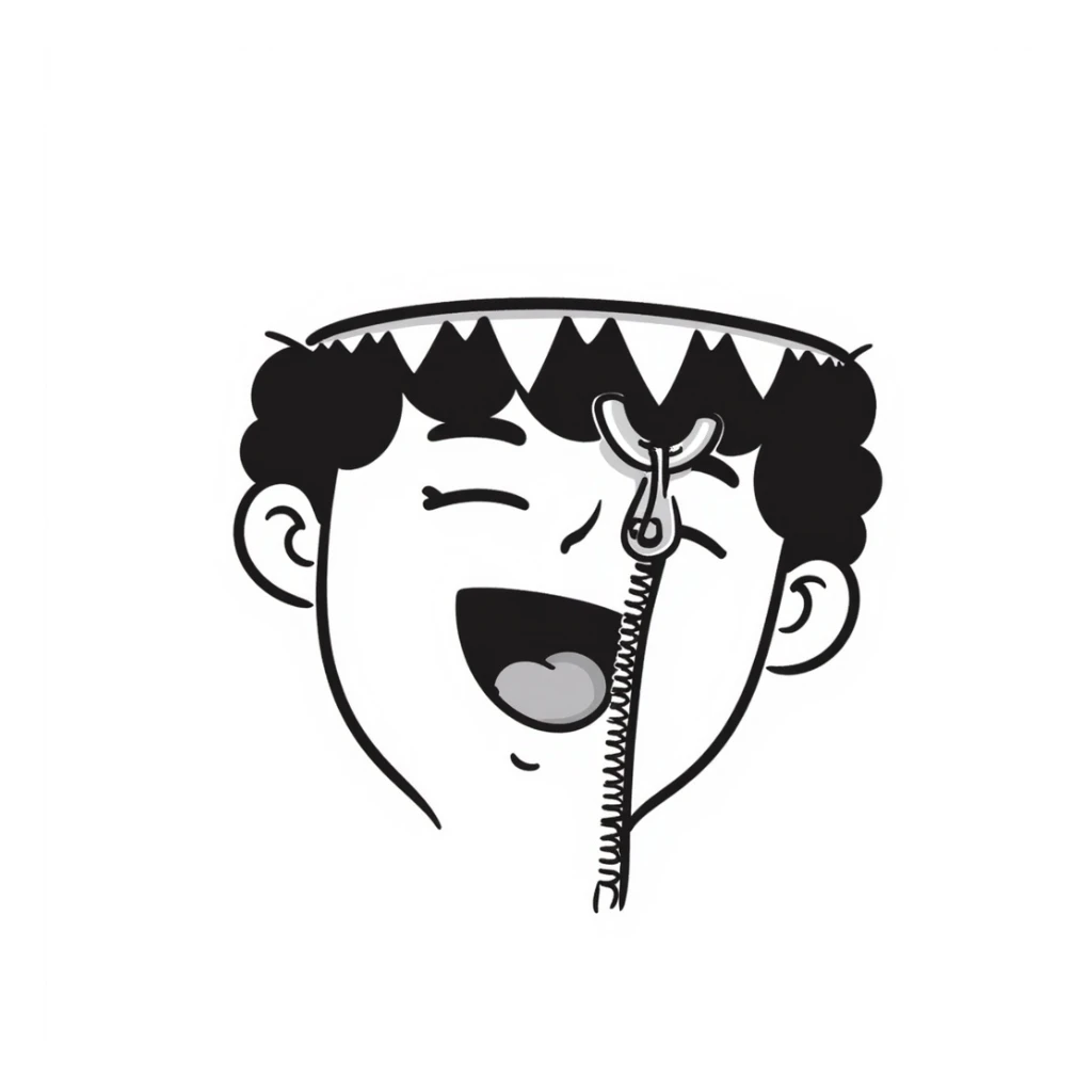 zipper closing a mouth shut sticker