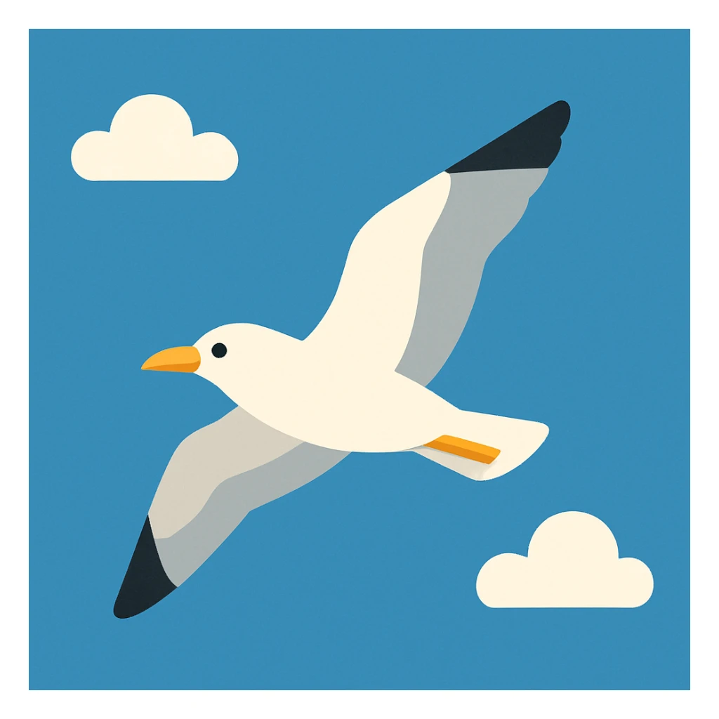 Flat design style seagull in the sky sticker
