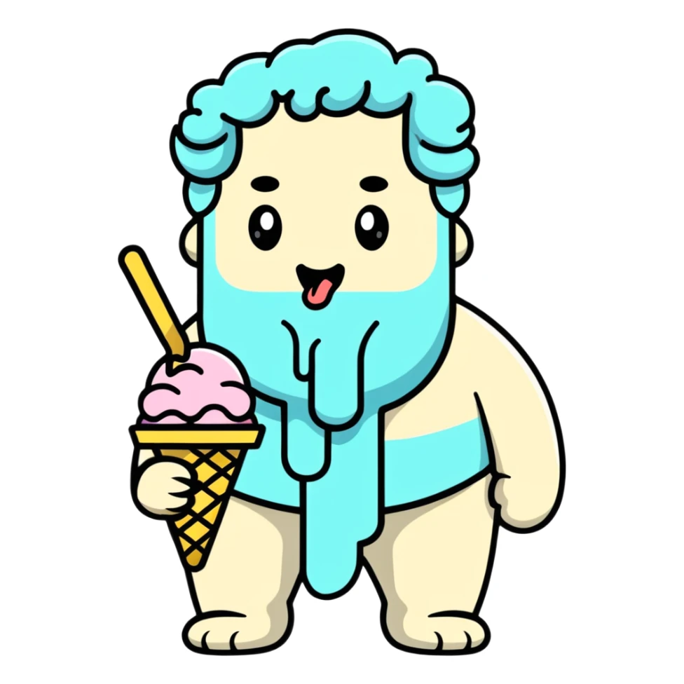 Zeus eating ice cream sticker