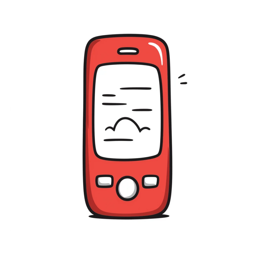 mobile phone, vibrant red color #ff0039 sticker