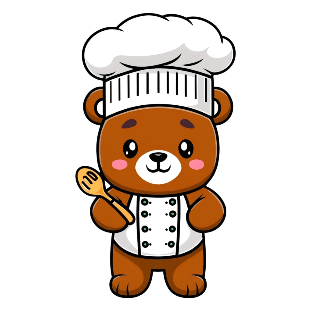 orso kawaii con cappello da chef” sticker
