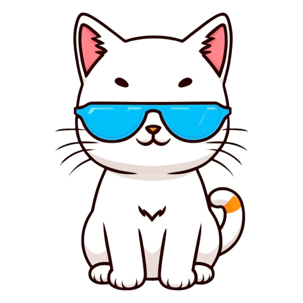 Cat with sunglasses sticker