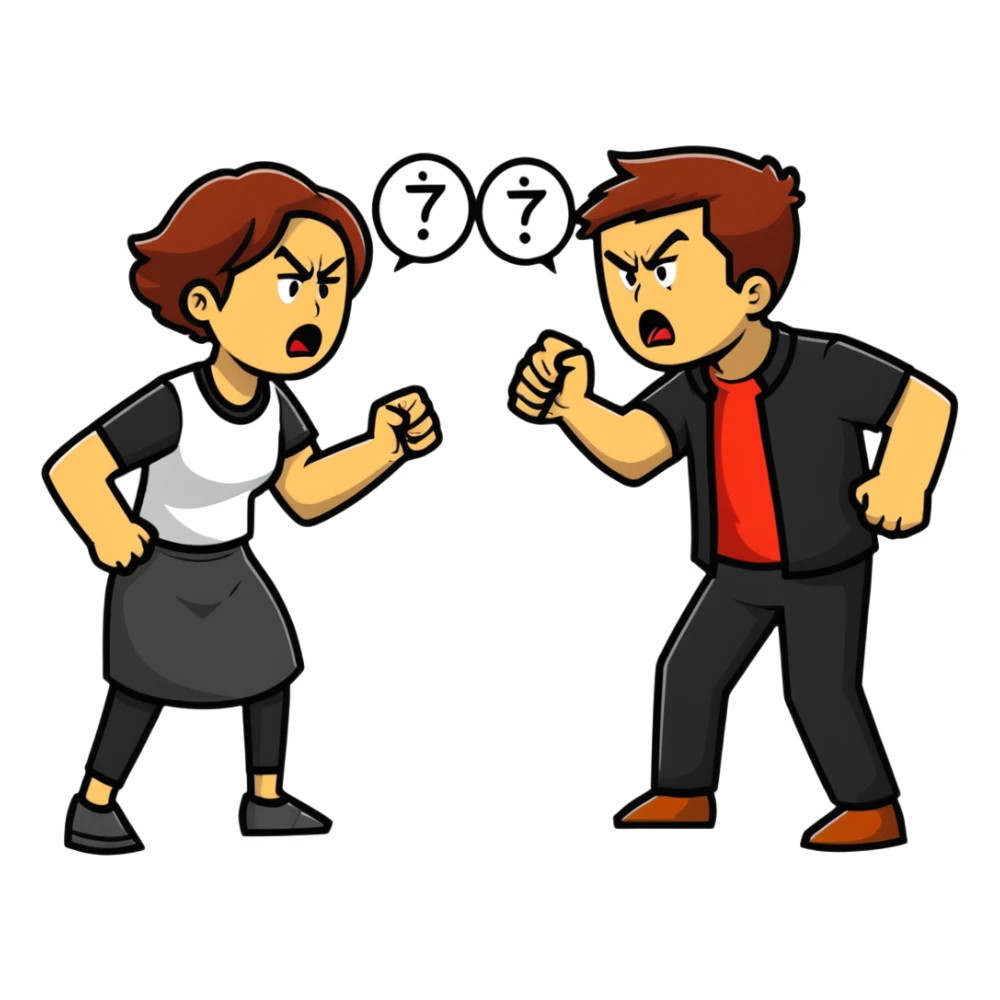 man and woman arguing sticker