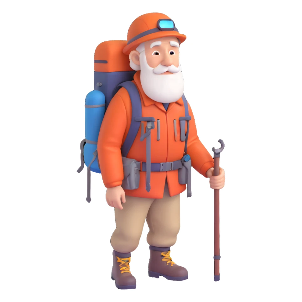 Mountaineering old man emoji sticker