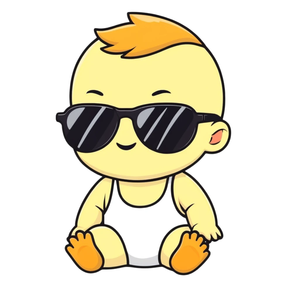 Baby oil with sunglasses  sticker