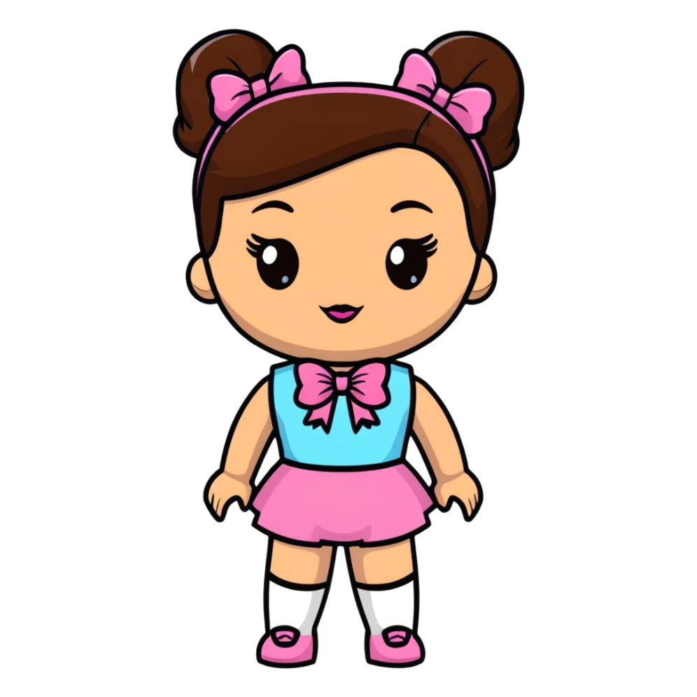 Bratz doll with brown hair and pink bow sticker