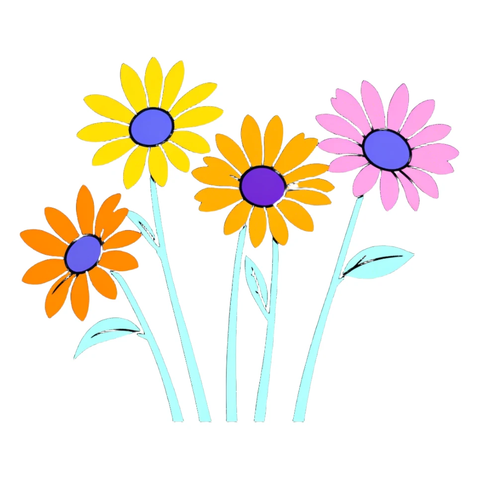 Purple blue, orange and yellow Gerber daisies sticker
