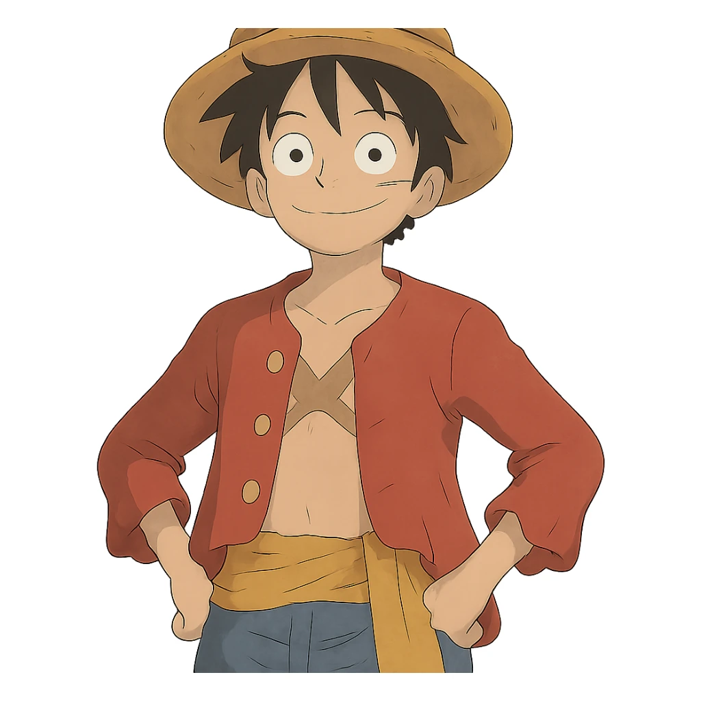 Luffy from One Piece in ghibli style sticker